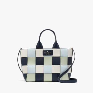 NEW - Kate Spade Woven Tote Bag - Navy, Green, Cream